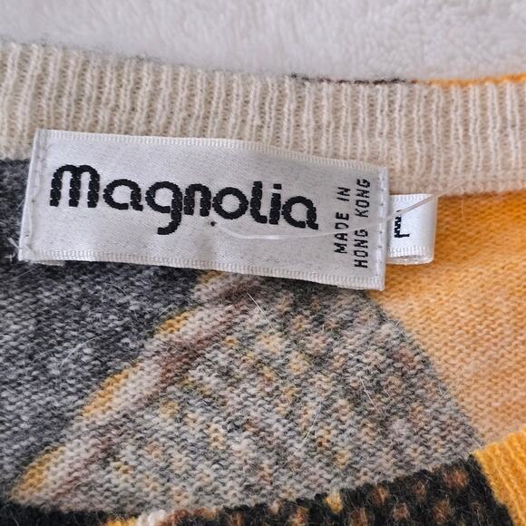 VTG Magnolia Wool Angora Sweater Bold Abstract Whimsygoth Baroque Retro 80 90s L - Picture 6 of 9